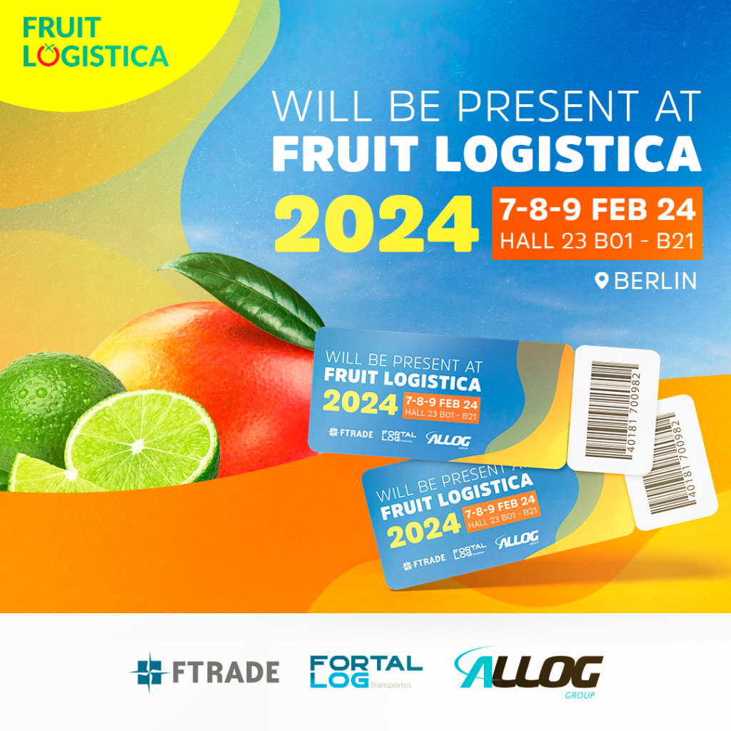 Imagem de destaque com o nome com titulo informando que estaremos no evento fruit logística 2024